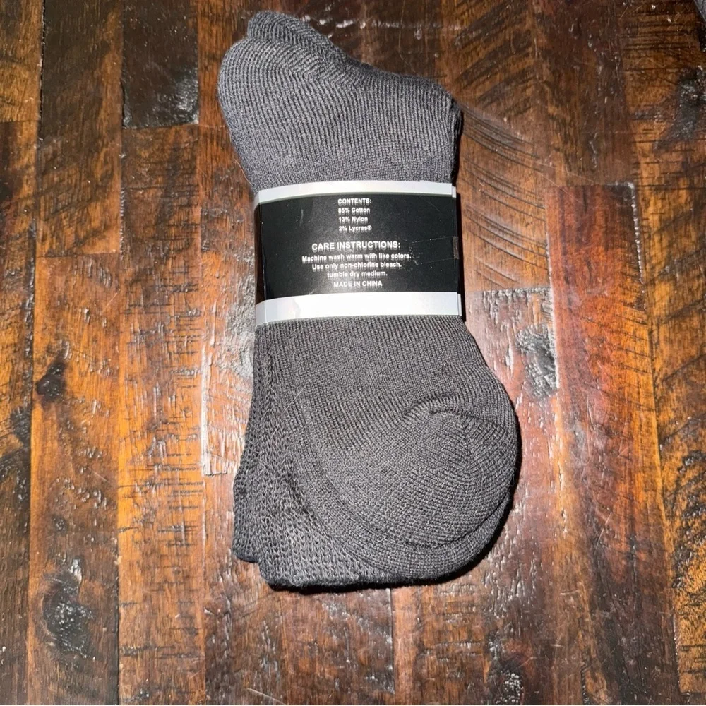 Diabetic Socks Diabetes Edema Circulatory Sz 10-13 Crew Black 3 Pairs set Unisex